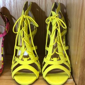Neon Yellow Strappy Heels